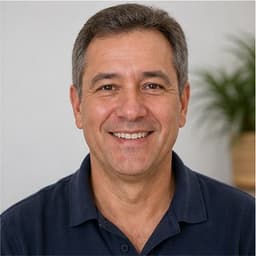 Retrato ilustrativo de Carlos E., cliente do Óculos Inteligente 2V Pro.